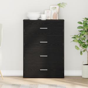 vidaXL Dressoir met lade Zwart Eiken 60 x 31 x 84 cm Bewerkt hout