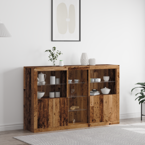 vidaXL LED Sideboard Oudhout 162 x 37 x 100 cm Bewerkt hout