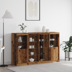 vidaXL LED Sideboard Oudhout 163 x 37 x 100 cm Bewerkt hout