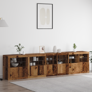 vidaXL Dressoir met LED Lichten Oude Hout 283x37x67 cm Engineered Wood