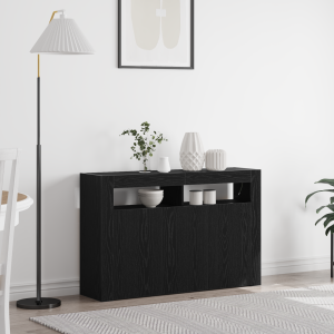 vidaXL Dressoir Zwart Eiken 116 x 30 x 75 cm Bewerkt hout