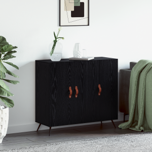 vidaXL Dressoir Zwart Eiken 89,5 x 34 x 80 cm Bewerkt hout