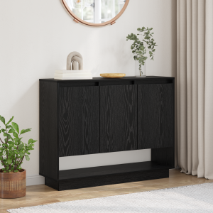 vidaXL Dressoir met plank met de deur Zwart eiken 97 x 29 x 75 cm Bewerkt hout
