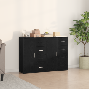 vidaXL Dressoirs 2 st 60x31x84 cm bewerkt hout zwart eikenkleurig