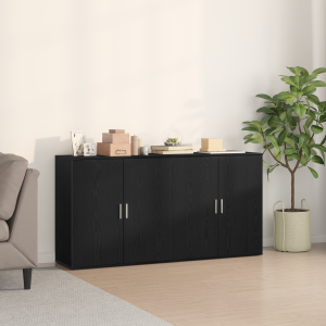 vidaXL Dressoir 2 pcs Zwart Eiken 79 x 38 x 80 cm Bewerkt hout