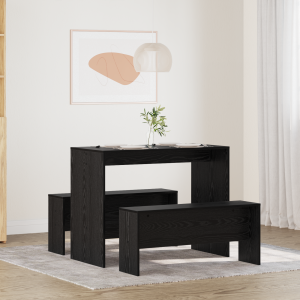 vidaXL Eetkamerset 2 pcs Zwart eiken 97 x 47 x 75 cm Bewerkt hout
