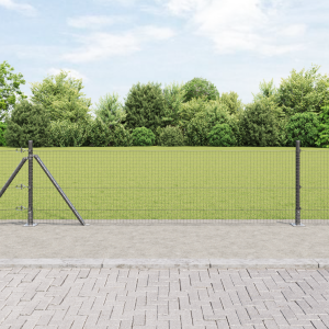 vidaXL Gelaste Draadhaken met 7 Flenspalen Grijs 0.6x10 m Staal