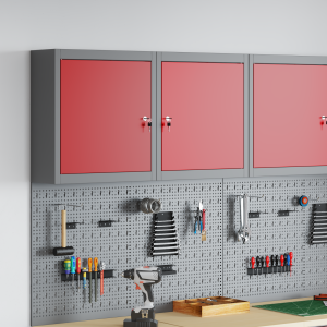 vidaXL Gereedschapskast wandgemonteerd 50x20x55 cm staal rood
