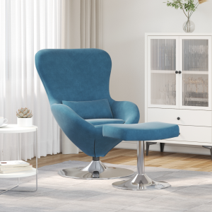 vidaXL Hangstoel met voetensteun fluweel blauw