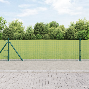 vidaXL Heipostset Set van 2 Groen Kunststof-gecoat metaal 10 x 0.5 m