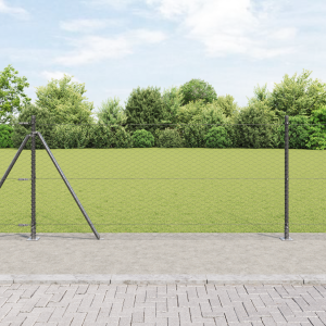 vidaXL Hexagon Tuinhek Grijs 0,8x25 m Staal