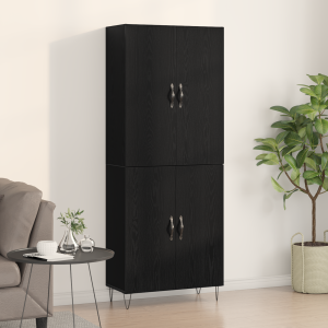 vidaXL Hoge kast 2 pcs Zwart Eiken Geëngineerd hout en glas