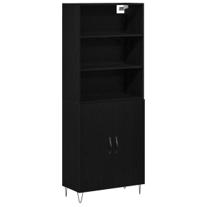 vidaXL Hoge kast 2 pcs Zwart Eiken Bewerkt hout