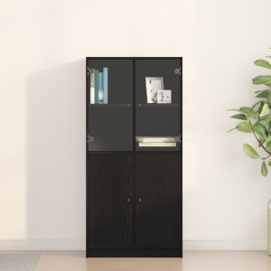 vidaXL Hoge kast Zwart Eiken 68 x 37 x 142 cm