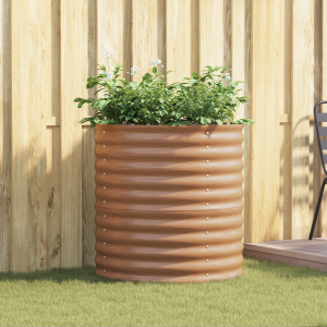 vidaXL Hoge Tuinbed Bruin met Houtlook 80x80x81 cm Staal