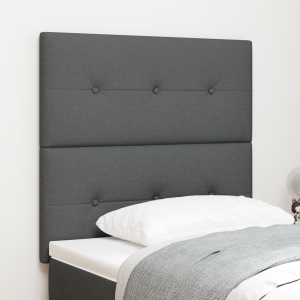 vidaXL Hoofdbord Knop Gequilt Donkergrijs 90 cm Stof