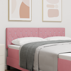 vidaXL Hoofdbord LED en kristallen knopen 72 cm fluweel roze