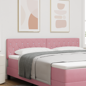 vidaXL Hoofdbord LED en kristallen knopen 90 cm fluweel roze