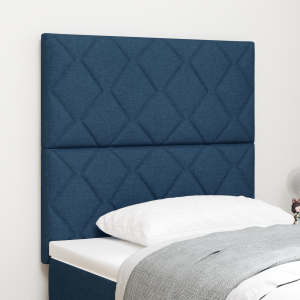 vidaXL Hoofdbord LED met ruitjes 100 cm stof blauw