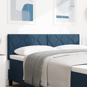 vidaXL Hoofdbord LED met ruitjes 144 cm stof blauw
