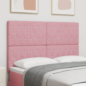 vidaXL Hoofdbord met Kristalknop, Geplooid, Roze, 140 cm, Fluweel