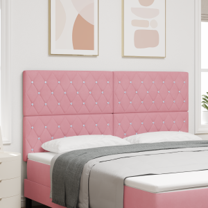 vidaXL Hoofdbord met Kristallen Knop, Roze, 180 cm, Fluweel