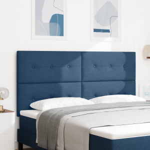 vidaXL Hoofdbord met LED 90 cm stof blauw