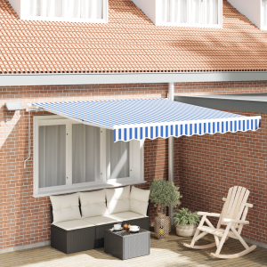vidaXL Inklapbaar Zonnescherm Blauw en wit 3.5 x 2.5 m Stof en metaal