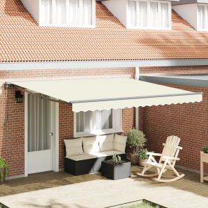 vidaXL Inklapbaar Zonnescherm Crème 400x300 cm Polyester en staal