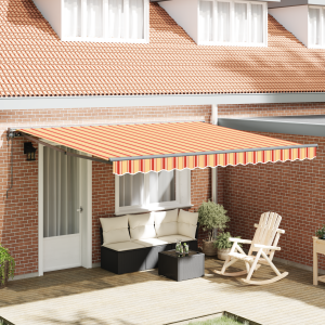 vidaXL Inklapbaar Zonnescherm Geel en Oranje 400x300 cm Polyester