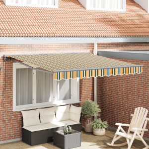 vidaXL Inklapbaar Zonnescherm Groen en Geel 300x250 cm Stof
