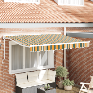 vidaXL Inklapbaar Zonnescherm Groen en Geel 350x200 cm Stof