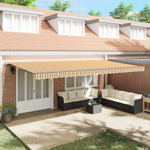vidaXL Inklapbaar Zonnescherm Handmatig Multikleur 600 × 350 cm Stof