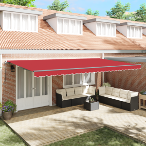 vidaXL Inklapbaar Zonnescherm Handmatig Rood 600 × 350 cm Stof