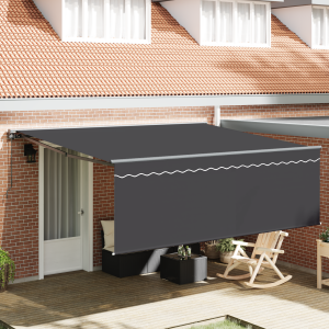 vidaXL Inklapbaar Zonnescherm Oranje en Wit 350x250 cm Polyester