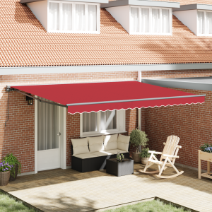 vidaXL Inklapbaar Zonnescherm Rood 450x300 cm Polyester