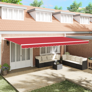 vidaXL Inklapbaar Zonnescherm Rood 600 × 350 cm Polyester, Metaal