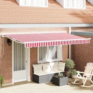 vidaXL Inklapbaar Zonnescherm Rood en Wit 400x200 cm Aluminium