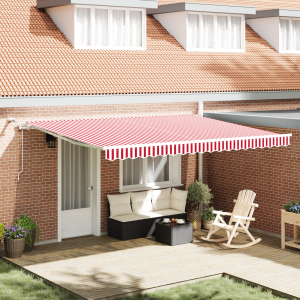 vidaXL Inklapbaar Zonnescherm Rood, Wit 450 × 350 cm Stof, Metaal