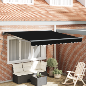 vidaXL Inklapbaar Zonnescherm Zwart 350x250 cm Polyester