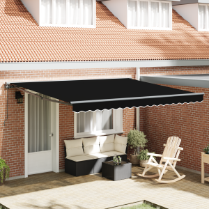 vidaXL Inklapbaar Zonnescherm Zwart 400x300 cm Aluminium en Polyester