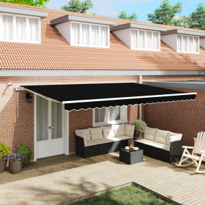 vidaXL Inklapbaar Zonnescherm Zwart 500 × 350 cm Stof, Metaal