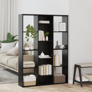 vidaXL Kamerscherm Zwart eiken 100 x 24 x 140 cm Bewerkt hout