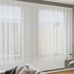vidaXL Kantgordijn met gordijnen Bloemen Wit 1200 x 200 cm Polyester