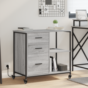 vidaXL Kantoor kast met wiel Grijs sonoma 76 x 41 x 72 cm Bewerkt hout