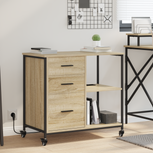 vidaXL Kantoor kast met wiel Sonoma eiken 76 x 41 x 72 cm Bewerkt hout