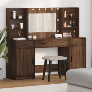 vidaXL Kaptafel met LED-verlichting 158,5x41x135 cm bruineiken