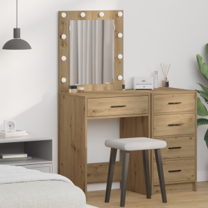 vidaXL Kaptafel met LED-verlichting - Artisan Eiken 50x41x135 cm