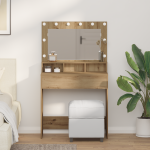 vidaXL Kaptafel met LED Verlichting - Artisan Eiken - 79 x 41 x 135 cm
