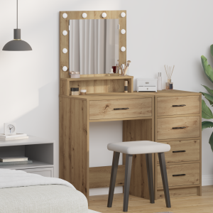 vidaXL Kaptafel met LED-verlichting Artisan Eiken 79x41x135 cm